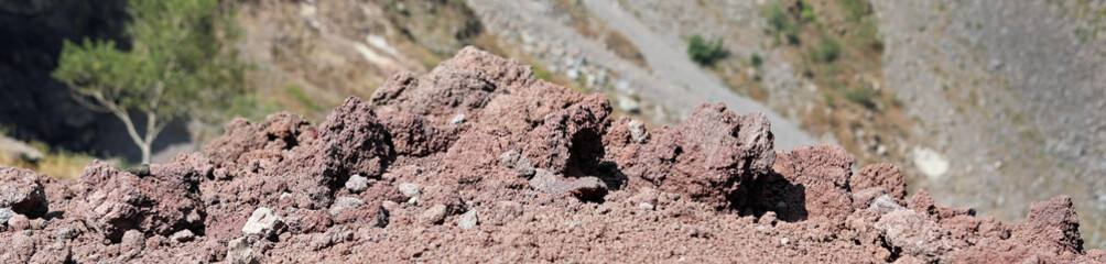 cooled lava rock on the edge of the volcano