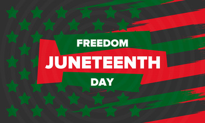 Obraz premium Juneteenth Independence Day. Freedom or Emancipation day. Annual american holiday, celebrated in June 19. African-American history and heritage. Poster, greeting card, banner and background. Vector