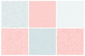 Organic background in bleached red and blue. Organic texture with rounded lines, drips. Structure of natural cells, maze, coral. Diffusion reaction seamless patterns. Abstract vector illustration.