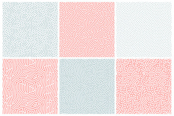 Organic background in bleached red and blue. Organic texture with rounded lines, drips. Structure of natural cells, maze, coral. Diffusion reaction seamless patterns. Abstract vector illustration.