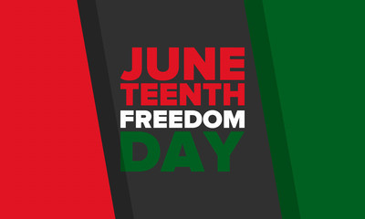 Juneteenth Independence Day. Freedom or Emancipation day. Annual american holiday, celebrated in June 19. African-American history and heritage. Poster, greeting card, banner and background. Vector