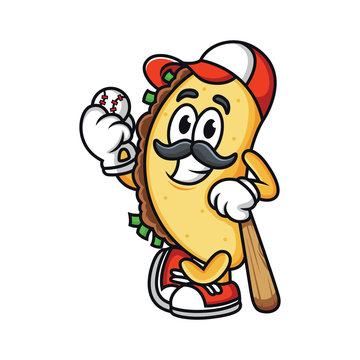 cartoon taco is holding a baseball