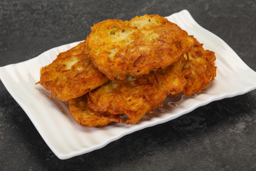 Roasted potato pancakes in the bowl