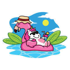 cute unicorns relax in summer