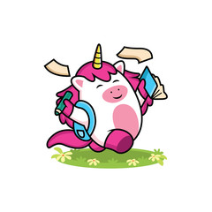 unicorn cartoon back to school