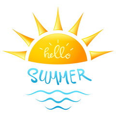 Hello summer isolated on white