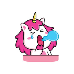 sleepy unicorn expression cartoon