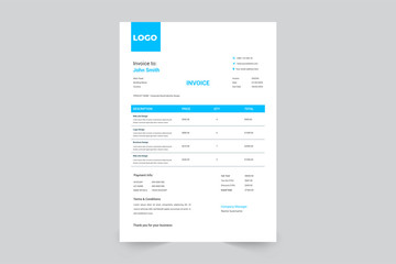 Corporate business  invoice design for accountants vector template