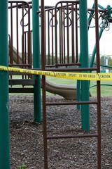 A Playground Roped Off With Caution Unsafe Tape (Covid-19)
