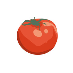 Ripe tomato isolated vector icon on white color background. Popular vegetable. Vegetarian Food. Can be used for T-shirts, aprons, fabrics, wrapping, logos, banners, flyers, stickers, posters.