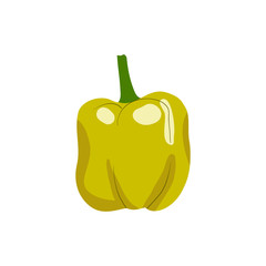 Yellow Sweet Pepper isolated vector icon on white color background. Popular vegetable. Vegetarian Food. Can be used for T-shirts, aprons, fabrics, wripping, logos, banners, flyers, stickers, posters. 