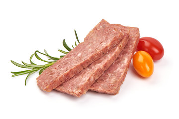 Canned stew, preserved meat, isolated on white background