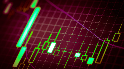 Candlestick chart Down trend of trading graph in graphic concept suitable for financial investment or Economic trends business idea and all art work design. Abstract finance background