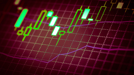 Candlestick chart Down trend of trading graph in graphic concept suitable for financial investment or Economic trends business idea and all art work design. Abstract finance background