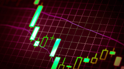 Candlestick chart Down trend of trading graph in graphic concept suitable for financial investment or Economic trends business idea and all art work design. Abstract finance background