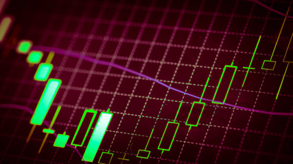 Candlestick chart Down trend of trading graph in graphic concept suitable for financial investment or Economic trends business idea and all art work design. Abstract finance background