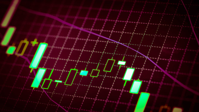 Candlestick chart Down trend of trading graph in graphic concept suitable for financial investment or Economic trends business idea and all art work design. Abstract finance background