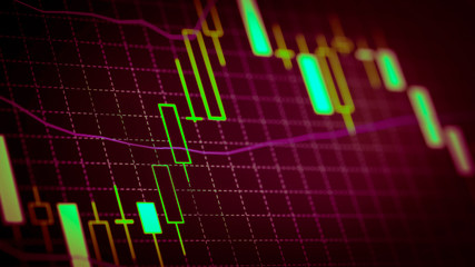 Candlestick chart Down trend of trading graph in graphic concept suitable for financial investment or Economic trends business idea and all art work design. Abstract finance background
