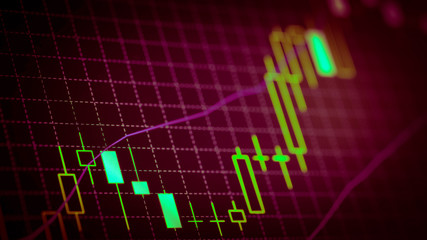 Candlestick chart Down trend of trading graph in graphic concept suitable for financial investment or Economic trends business idea and all art work design. Abstract finance background
