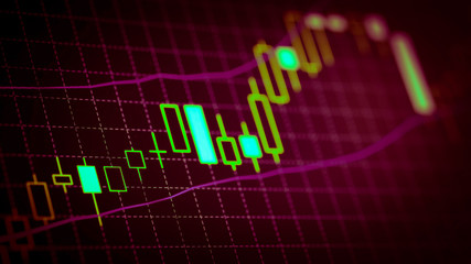 Candlestick chart Down trend of trading graph in graphic concept suitable for financial investment or Economic trends business idea and all art work design. Abstract finance background