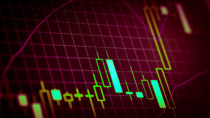 Candlestick chart Down trend of trading graph in graphic concept suitable for financial investment or Economic trends business idea and all art work design. Abstract finance background