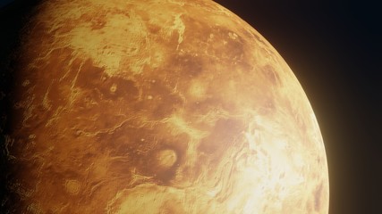 The planet Venus is entirely isolated on black background. 3D Render