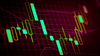 Candlestick chart Down trend of trading graph in graphic concept suitable for financial investment or Economic trends business idea and all art work design. Abstract finance background