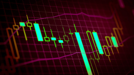 Candlestick chart Down trend of trading graph in graphic concept suitable for financial investment or Economic trends business idea and all art work design. Abstract finance background