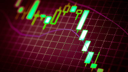 Candlestick chart Down trend of trading graph in graphic concept suitable for financial investment or Economic trends business idea and all art work design. Abstract finance background