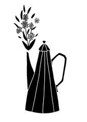 Hand drawn flat teapot. Cartoon vector kettle illustration. Design element, perfect for postcard, posters, web sites, coffee shop menu, tea store logo, print for merch