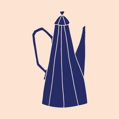 Hand drawn flat teapot. Cartoon vector kettle illustration. Design element, perfect for postcard, posters, web sites, coffee shop menu, tea store logo, print for merch