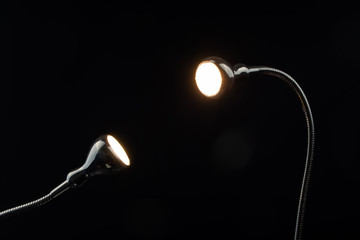 flexible lamp led on a black background