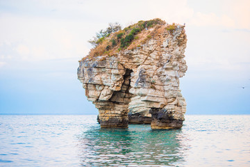 Mattinata Faraglioni stacks and beach coast of Mergoli, Vieste Gargano, Apulia, Italy.