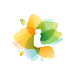 Letter I logo at colorful watercolor flower.