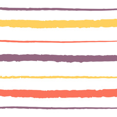 Fototapeta premium Vector pattern with horizontal brush stripes on white background/ Colorful hand drawn texture/ Abstract vintage background