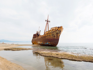 Shipwreck in a beach of Githeio,Greece