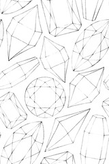 Pattern with precious stones. Crystalline pattern. Seamless diamonds pattern, luxury theme background. Minimalistic background design. The pattern can be used for printing on paper or fabric.