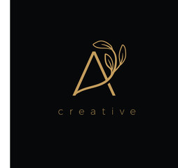 A LETTER LOGO LUXURY WITH DRAWING LEAF
