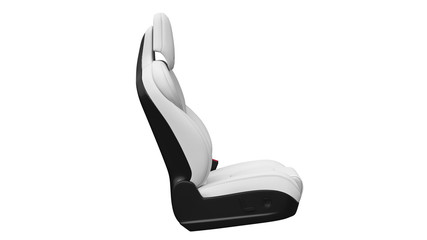 Seat car white chair leather automobile, side view. 3D rendering
