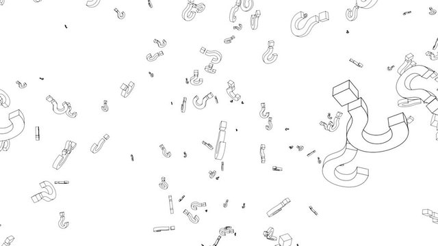 Black and white 3d question marks looping background

