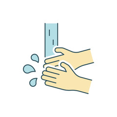Washing hands line color icon. Coronavirus precaution tip vector illustration