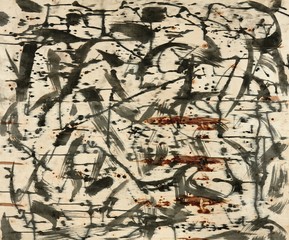 abstract grunge background, artistic painting with black paint on a light wooden background,...