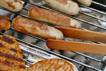 Delicious grilled sausage in summertime