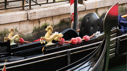 Golden horse on gondola in Venice,Italy