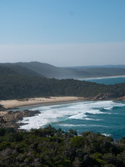 Aerial view of small bay beachside ocean
