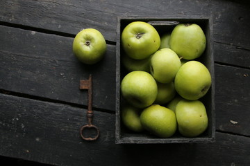Fresh juicy green apples.