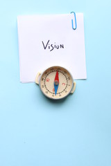 vision creative concept, compass and inscription