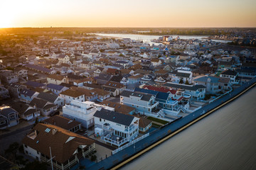 Aerial Drone of Point Pleasant Sunset During Pandemic