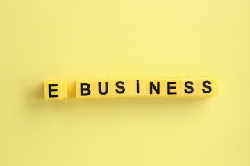 e business concept, yellow letters on a yellow background