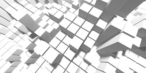 White cubes structure. Abstract futuristic background.